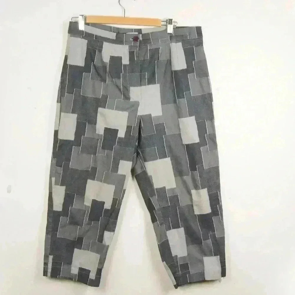 Vintage 2000s Y2K Patchwork Denim Jean Stretchy Capri Ankle Pants
